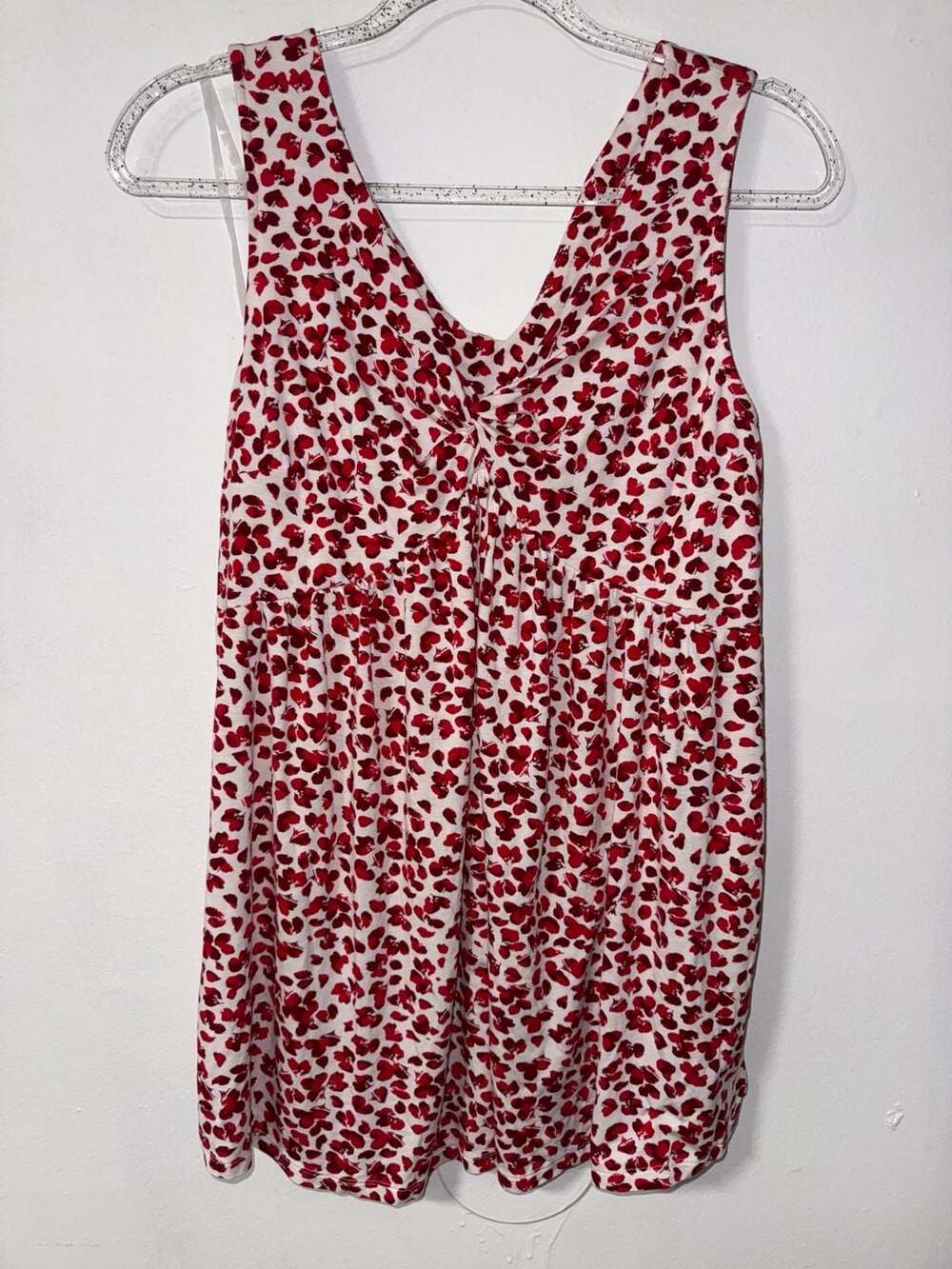Isabel Maternity Red and White Floral Print V-Neck Tank Top